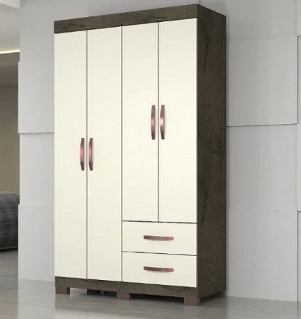 Casa Gonçalves - Roupeiro Light Plus 4 Portas Amêndoa/Off White