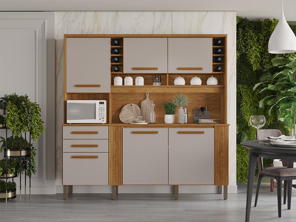 Armário de Cozinha Catar Cinamomo/Off White - Salleto Armário de Cozinha Catar Cinamomo/Off White - Salleto